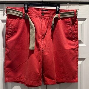 Nautica Red Men's Flat Front Shorts with Belt